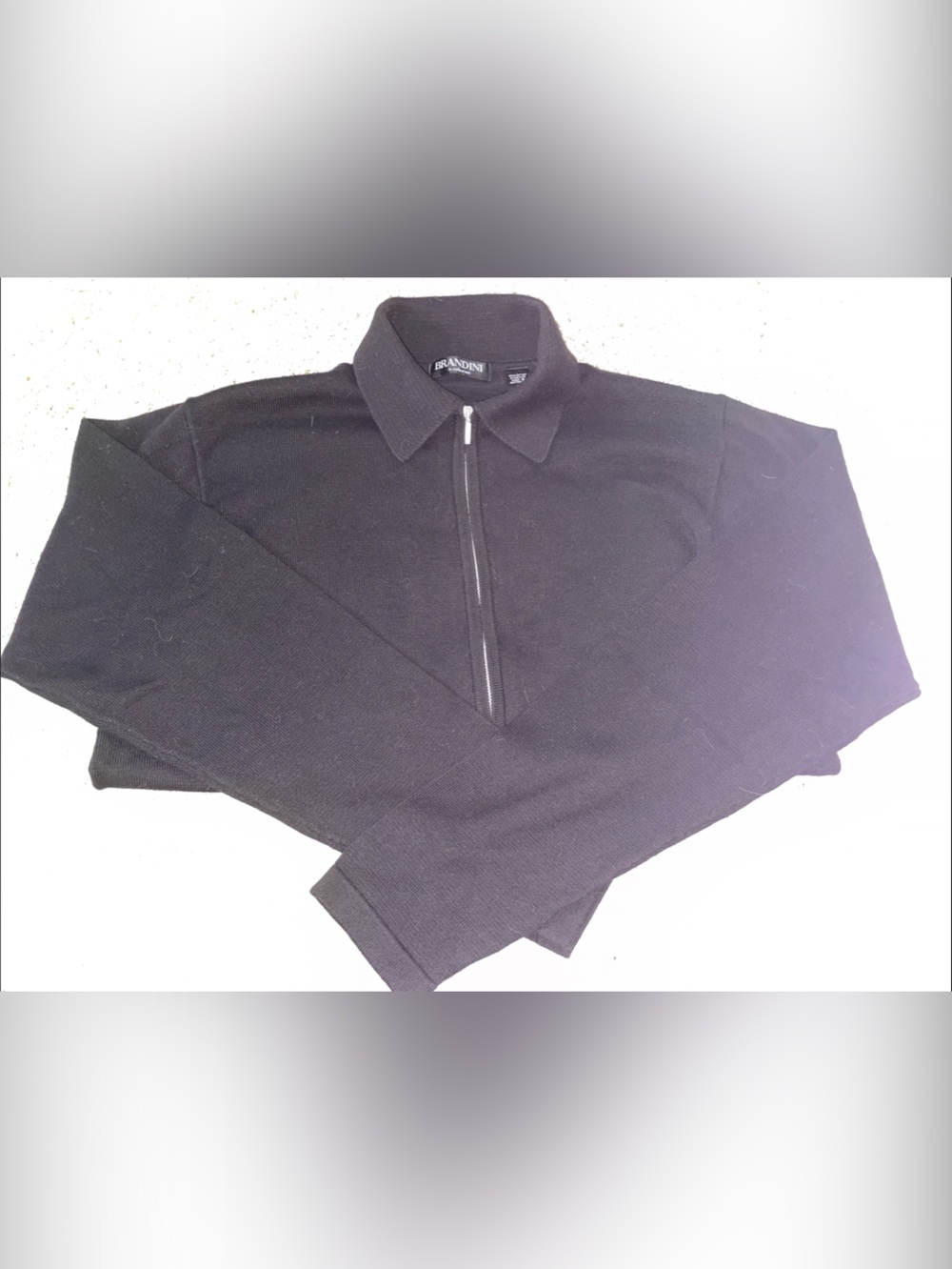 Men's Black Zip Collared Knit Sweater